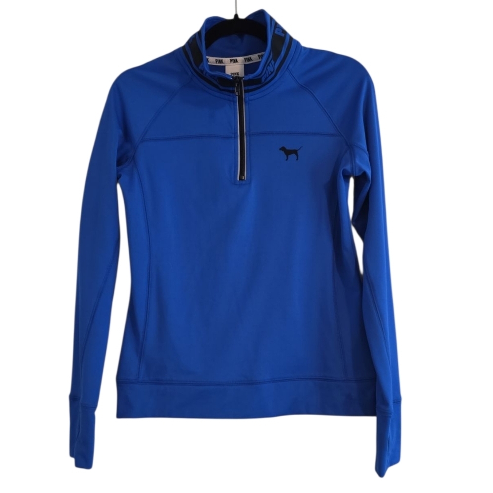Women's Blue Quarter-Zip Sweater PINK Ultimate Suppose Small Pocket